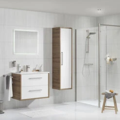 TIGER Boston Kolomkast Chalet Eik Rvs 40cm -Badkamer Verkoop Winkel 123 101