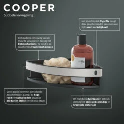 Tiger Hoekdouchemand Cooper 21 Cm RVS/zwart -Badkamer Verkoop Winkel 123 1361