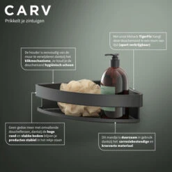 Tiger Hoekdouchemand Carv 21 Cm Zwart -Badkamer Verkoop Winkel 123 1392