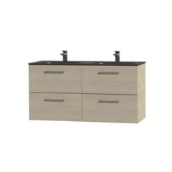 Tiger Badkamermeubel Studio 120cm Naturel Eik/matzwart Met Ronde RVS Greep -Badkamer Verkoop Winkel 123 14