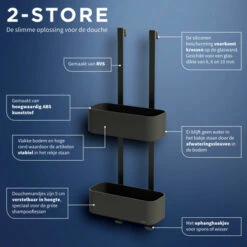 Tiger Doucherek Ophangbaar 2-store 25cm Zwart -Badkamer Verkoop Winkel 123 1411