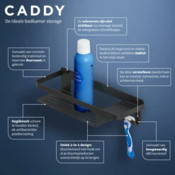 Tiger Douchemand Met Haak Caddy Zwart 18 Tiger Douchemand Met Haak Caddy Zwart -Badkamer Verkoop Winkel 123 1429
