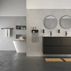 Tiger Wandrek/douchemand 2-store 25cm Zwart -Badkamer Verkoop Winkel 123 1455