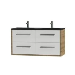 Tiger Boston Badkamermeubel 120cm Chalet Eiken Met Dubbele Zwarte Wastafel -Badkamer Verkoop Winkel 123 224