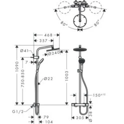 Hansgrohe Regendouche MySelect S 240 Rond Met Thermostatische Douchekraan En Handdouche -Badkamer Verkoop Winkel 123 2348