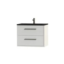 Tiger Badkamermeubel Boston 80cm Hoogglans Wit/matzwart Met RVS Grepen -Badkamer Verkoop Winkel 123 254