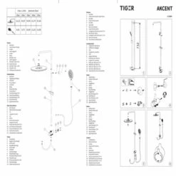 Tiger Regendoucheset Akcent Zwart Messing -Badkamer Verkoop Winkel 123 2568