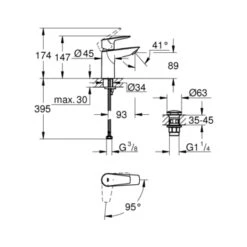 Grohe Wastafelkraan Start Edge S-size QuickFix Chroom -Badkamer Verkoop Winkel 123 2867