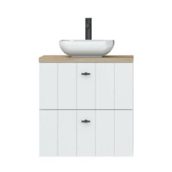 Tiger Maryport Badkamermeubelset 60 Cm Mat Wit Met Licht Eiken Wasblad, Witte Keramische Opzetkom En Matzwarte Grepen 20 Tiger Maryport Badkamermeubelset 60 Cm Mat Wit Met Licht Eiken Wasblad, Witte Keramische Opzetkom En Matzwarte Grepen -Badkamer Verkoop Winkel 123 289