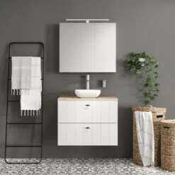 Tiger Maryport Badkamermeubelset 60 Cm Mat Wit Met Licht Eiken Wasblad, Witte Keramische Opzetkom En Matzwarte Grepen 26 Tiger Maryport Badkamermeubelset 60 Cm Mat Wit Met Licht Eiken Wasblad, Witte Keramische Opzetkom En Matzwarte Grepen -Badkamer Verkoop Winkel 123 295