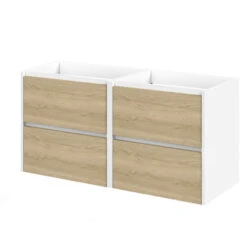 Tiger Reverse Meubelset 2x60 Cm Met 4 Lades Naturel Eik / Mat Wit Inclusief 2 Quadro Wastafels Hoogglans Wit 12 Tiger Reverse Meubelset 2x60 Cm Met 4 Lades Naturel Eik / Mat Wit Inclusief 2 Quadro Wastafels Hoogglans Wit -Badkamer Verkoop Winkel 123 305