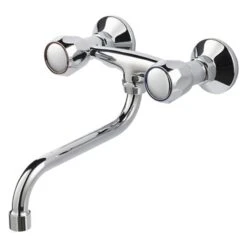 Handson Keukenkraan Thomas 2-knops Onderuitloop Chroom 15 Cm