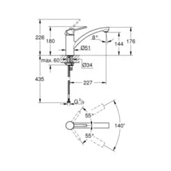 GROHE Keukenkraan Swift Met Hendel Chroom -Badkamer Verkoop Winkel 123 3121
