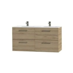 Tiger Badkamermeubel Studio 120cm Chalet Eik/matwit Met Ronde RVS Greep -Badkamer Verkoop Winkel 123 32