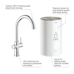 Grohe Red Compact Keukenkraan Met C-uitloop En 4 Liter Kokend Water Boiler Chroom -Badkamer Verkoop Winkel 123 3211
