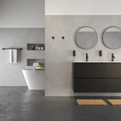 Tiger Karlo Badkamermeubel 120 Cm Mat Zwart Met Zwarte Wastafel -Badkamer Verkoop Winkel 123 329