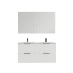 Tiger Badkamermeubel Studio 120cm Hoogglans Wit/matwit Met Platte RVS Greep