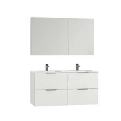 Tiger Badkamermeubel Studio 120cm Hoogglans Wit/matwit Met Platte RVS Greep -Badkamer Verkoop Winkel 123 336