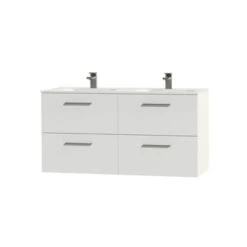 Tiger Badkamermeubel Studio 120cm Hoogglans Wit/matwit Met RVS Greep -Badkamer Verkoop Winkel 123 342