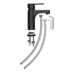 Atlantic Wastafelkraan Parker Met Hendel Zwart -Badkamer Verkoop Winkel 123 3499