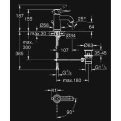 GROHE Wastafelkraan Start Classic S-size Met Hendel En Waste Chroom -Badkamer Verkoop Winkel 123 3519