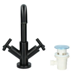 Absolut Wastafelkraan Post 2-knops Zwart -Badkamer Verkoop Winkel 123 3530