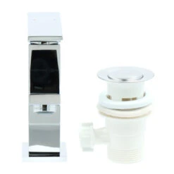 Aqualino Wastafelkraan Panaro Met Hendel En Waste Chroom -Badkamer Verkoop Winkel 123 3592