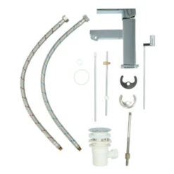 Aqualino Wastafelkraan Panaro Met Hendel En Waste Chroom -Badkamer Verkoop Winkel 123 3595