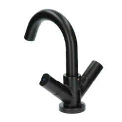Aqualino Wastafelkraan Fortore 2-knops Met Waste Zwart -Badkamer Verkoop Winkel 123 3612