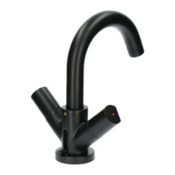Aqualino Wastafelkraan Fortore 2-knops Met Waste Zwart -Badkamer Verkoop Winkel 123 3614