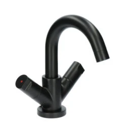 Aqualino Wastafelkraan Fortore 2-knops Met Waste Zwart -Badkamer Verkoop Winkel 123 3616