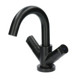 Aqualino Wastafelkraan Fortore 2-knops Met Waste Zwart -Badkamer Verkoop Winkel 123 3624