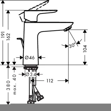 Hansgrohe Wastafelkraan Talis E Met Hendel En Waste Wit 4 Hansgrohe Wastafelkraan Talis E Met Hendel En Waste Wit - Afbeelding 2