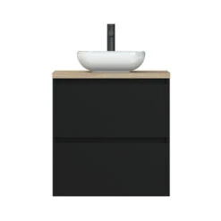 Tiger Karlo Badkamermeubel 60cm Mat Zwart Met Eiken Wasblad En Keramische Waskom -Badkamer Verkoop Winkel 123 376