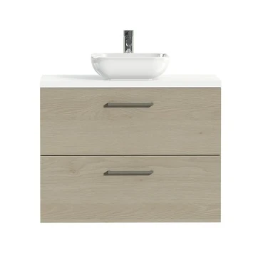 Tiger Badkamermeubel Studio 80cm Naturel Eik/witte Waskom Met Vierkante Greep 3 Tiger Badkamermeubel Studio 80cm Naturel Eik/witte Waskom Met Vierkante Greep