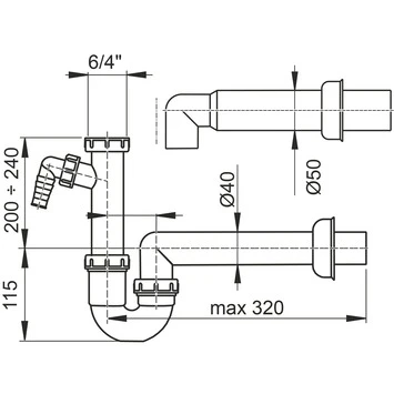 Sanivesk Universele Sifon 6/4x40mm Wit 4 Sanivesk Universele Sifon 6/4x40mm Wit - Afbeelding 2