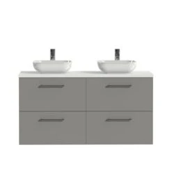 Tiger Badkamermeubel Studio 120cm Matgrijs/witte Waskom Met Ronde Greep