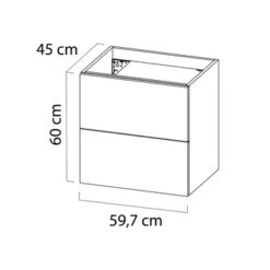 Tiger Badkamermeubel Studio 60cm Naturel Eik/witte Waskom Met Vierkante Greep -Badkamer Verkoop Winkel 123 471