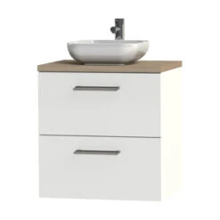 Tiger Badkamermeubel Studio 60cm Hoogglans Wit/witte Waskom Met Ronde Greep -Badkamer Verkoop Winkel 123 475