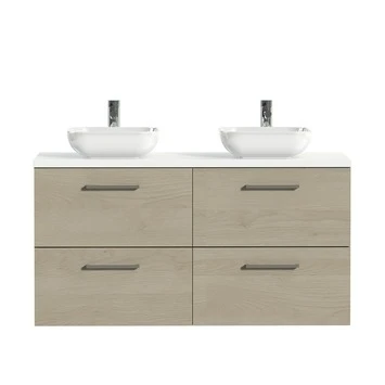 Tiger Badkamermeubel Studio 120cm Naturel Eik/witte Waskom Met Vierkante Greep 3 Tiger Badkamermeubel Studio 120cm Naturel Eik/witte Waskom Met Vierkante Greep