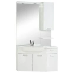 Fabulous Badmeubelset Linkshoekig Hoogglans Wit 100 Cm