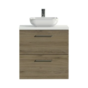 Tiger Badkamermeubel Studio 60cm Chalet Eik/witte Waskom Met Vierkante Greep 3 Tiger Badkamermeubel Studio 60cm Chalet Eik/witte Waskom Met Vierkante Greep