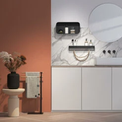 Sealskin Brix Wandrek Met Handdoekrek 55 Cm Zwart -Badkamer Verkoop Winkel 123 681