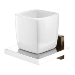 Tiger Bekerhouder Zenna Hangend Met Beker Chroom/Wengé -Badkamer Verkoop Winkel 123 738