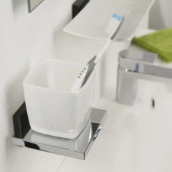 Tiger Bekerhouder Zenna Hangend Met Beker Chroom/Wengé -Badkamer Verkoop Winkel 123 741