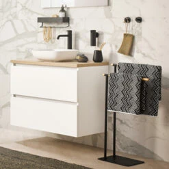 Sealskin Plank- En Handdoekhouder Brix Zwart -Badkamer Verkoop Winkel 123 795